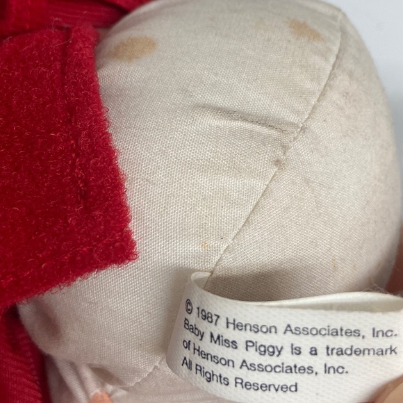 1980's Baby Kermit and Baby Miss Piggy Stuffed Christmas Muppet Plushies - Picture 3 of 4